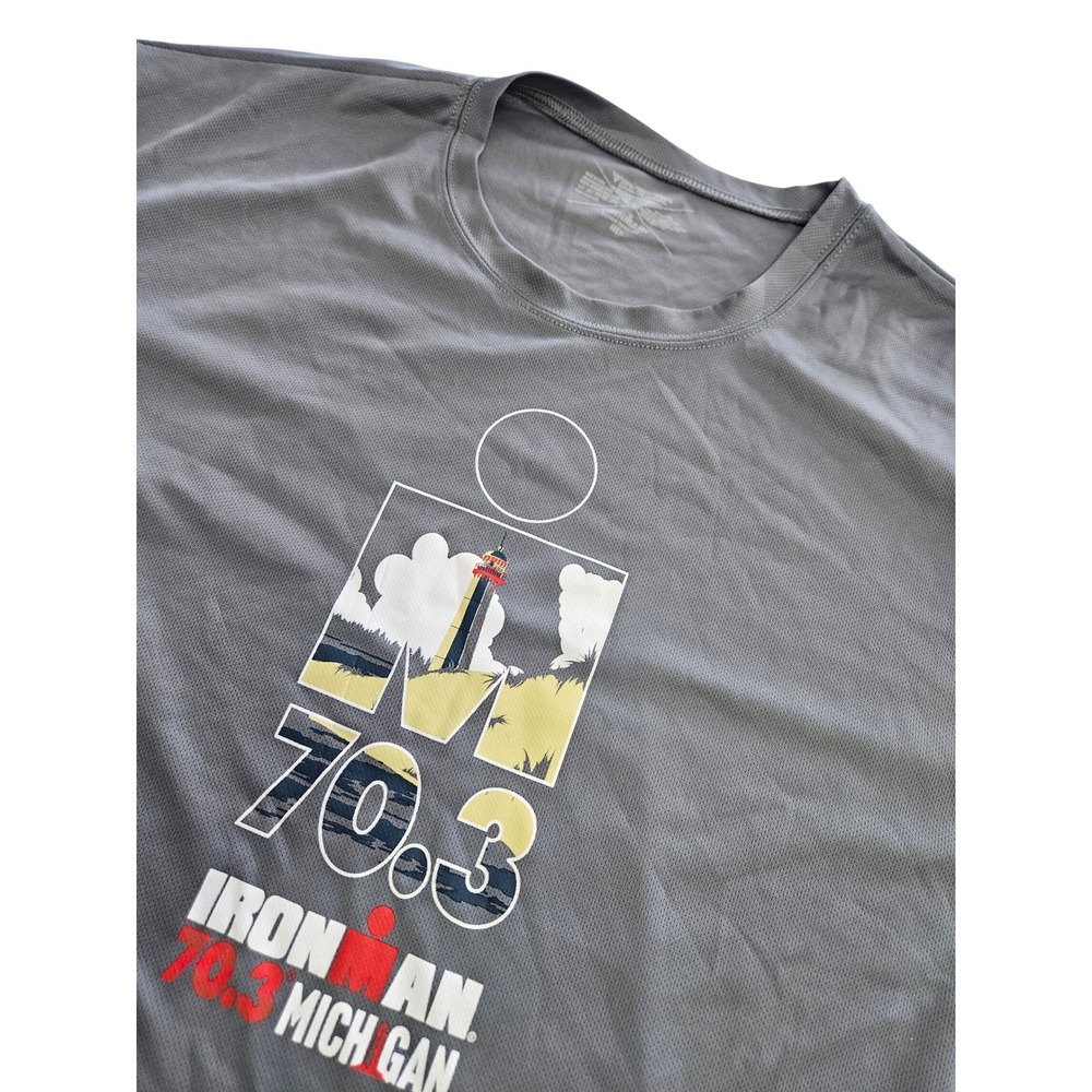 Michigan Ironman 70.3 Premium Performance Training T Shirt Mens XL Gray